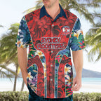 Sydney Roosters Hawaiian Shirt Tropical Hibiscus Floral Pattern With Red And Blue Accents