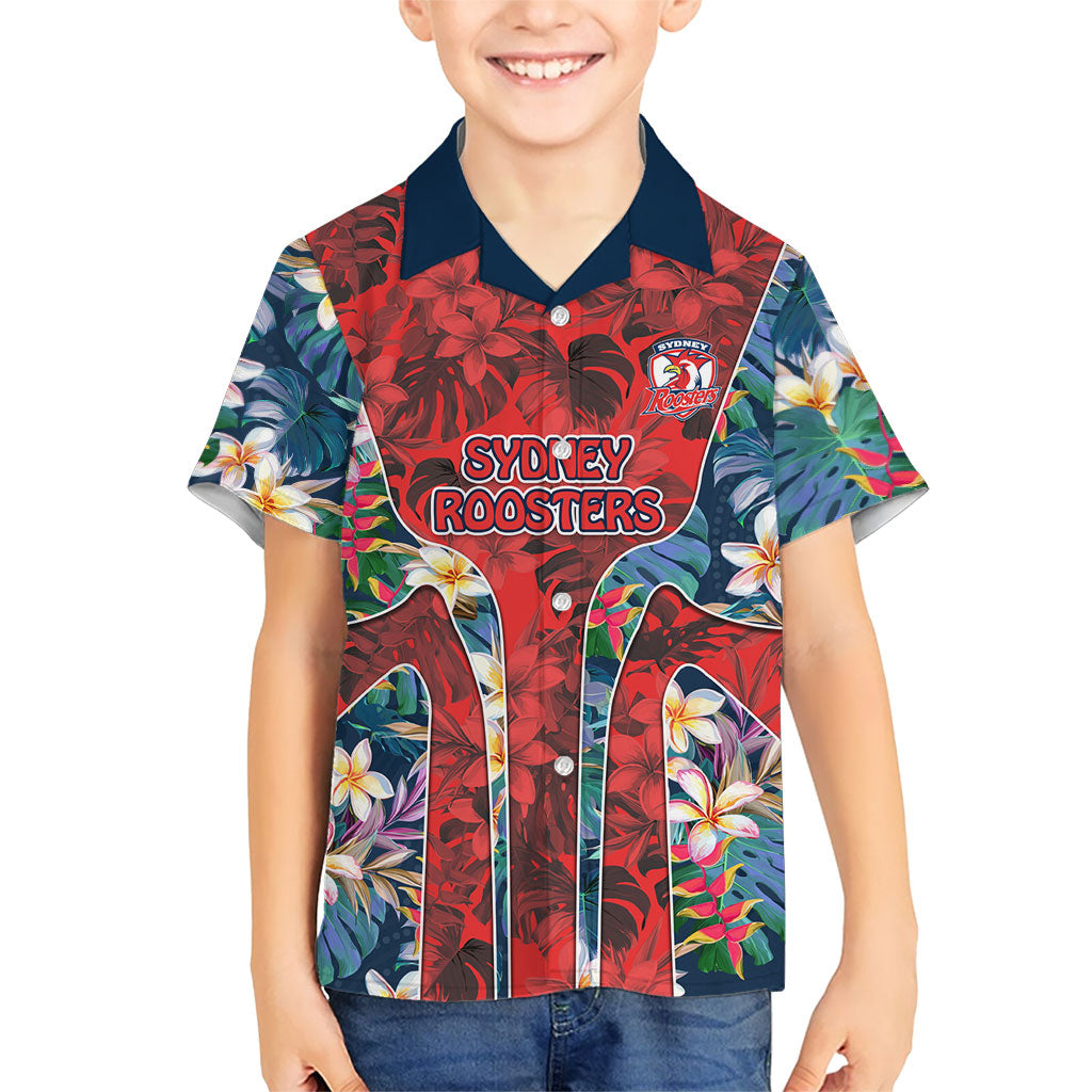 Sydney Roosters Hawaiian Shirt Tropical Hibiscus Floral Pattern With Red And Blue Accents