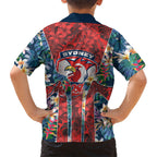 Sydney Roosters Hawaiian Shirt Tropical Hibiscus Floral Pattern With Red And Blue Accents
