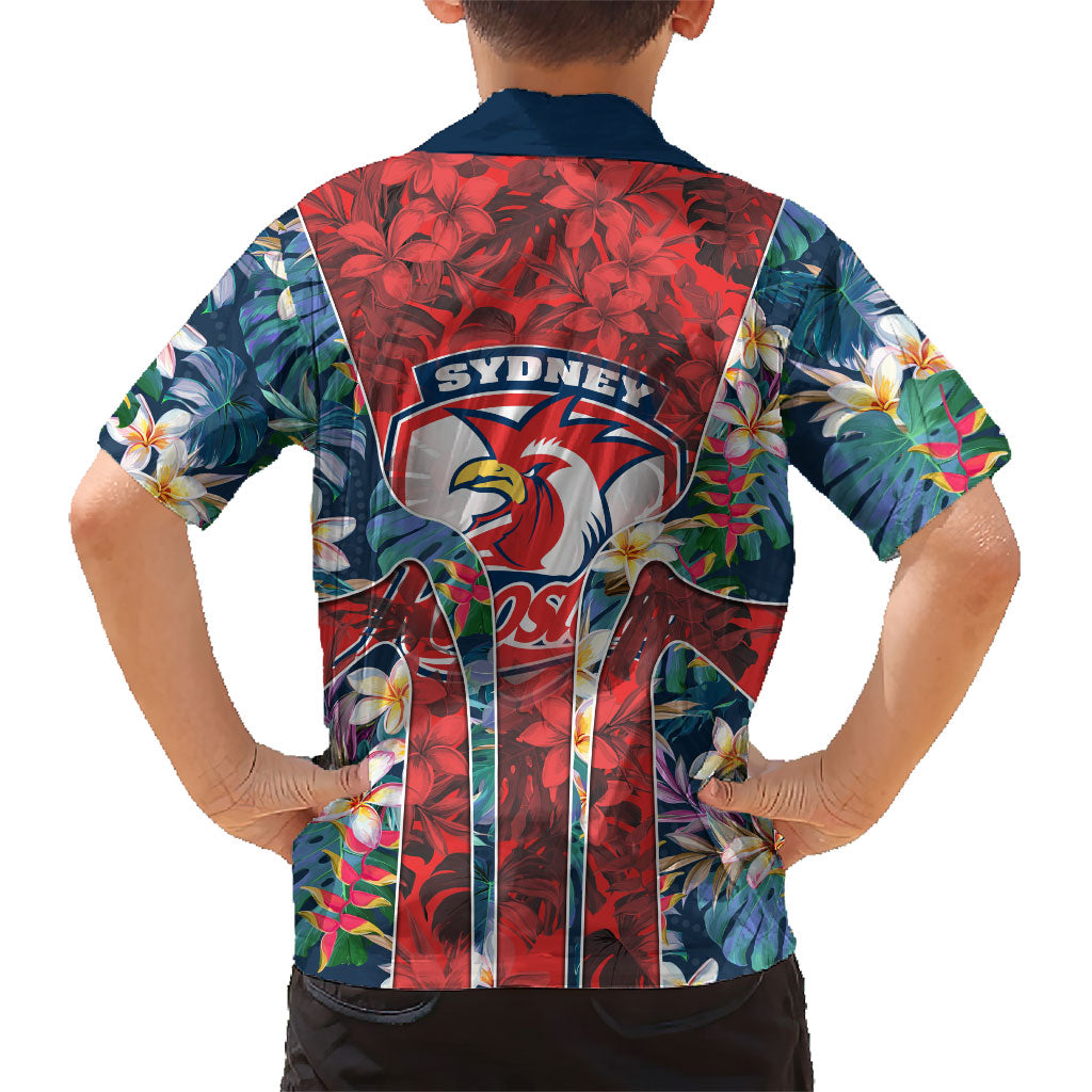 Sydney Roosters Hawaiian Shirt Tropical Hibiscus Floral Pattern With Red And Blue Accents