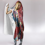 Sydney Roosters Hooded Blanket Tropical Hibiscus Floral Pattern With Red And Blue Accents