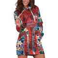 Sydney Roosters Hoodie Dress Tropical Hibiscus Floral Pattern With Red And Blue Accents