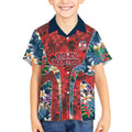 Sydney Roosters Kid Hawaiian Shirt Tropical Hibiscus Floral Pattern With Red And Blue Accents