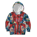 Sydney Roosters Kid Hoodie Tropical Hibiscus Floral Pattern With Red And Blue Accents