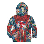 Sydney Roosters Kid Hoodie Tropical Hibiscus Floral Pattern With Red And Blue Accents