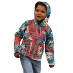 Sydney Roosters Kid Hoodie Tropical Hibiscus Floral Pattern With Red And Blue Accents