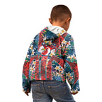 Sydney Roosters Kid Hoodie Tropical Hibiscus Floral Pattern With Red And Blue Accents