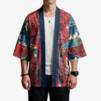 Sydney Roosters Kimono Tropical Hibiscus Floral Pattern With Red And Blue Accents