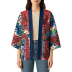 Sydney Roosters Kimono Tropical Hibiscus Floral Pattern With Red And Blue Accents