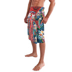 Sydney Roosters Lavalava Tropical Hibiscus Floral Pattern With Red And Blue Accents