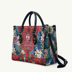 Sydney Roosters Leather Bag Tropical Hibiscus Floral Pattern With Red And Blue Accents