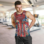 Sydney Roosters Men Tank Top Tropical Hibiscus Floral Pattern With Red And Blue Accents