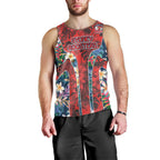 Sydney Roosters Men Tank Top Tropical Hibiscus Floral Pattern With Red And Blue Accents