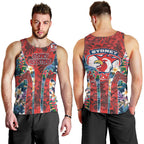Sydney Roosters Men Tank Top Tropical Hibiscus Floral Pattern With Red And Blue Accents
