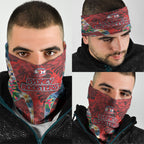 Sydney Roosters Neck Gaiter Tropical Hibiscus Floral Pattern With Red And Blue Accents