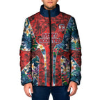 Sydney Roosters Padded Jacket Tropical Hibiscus Floral Pattern With Red And Blue Accents