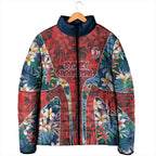 Sydney Roosters Padded Jacket Tropical Hibiscus Floral Pattern With Red And Blue Accents