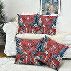 Sydney Roosters Pillow Cover Tropical Hibiscus Floral Pattern With Red And Blue Accents