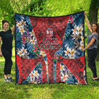 Sydney Roosters Quilt Tropical Hibiscus Floral Pattern With Red And Blue Accents