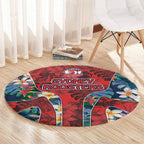 Sydney Roosters Round Carpet Tropical Hibiscus Floral Pattern With Red And Blue Accents