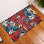 Sydney Roosters Rubber Doormat Tropical Hibiscus Floral Pattern With Red And Blue Accents