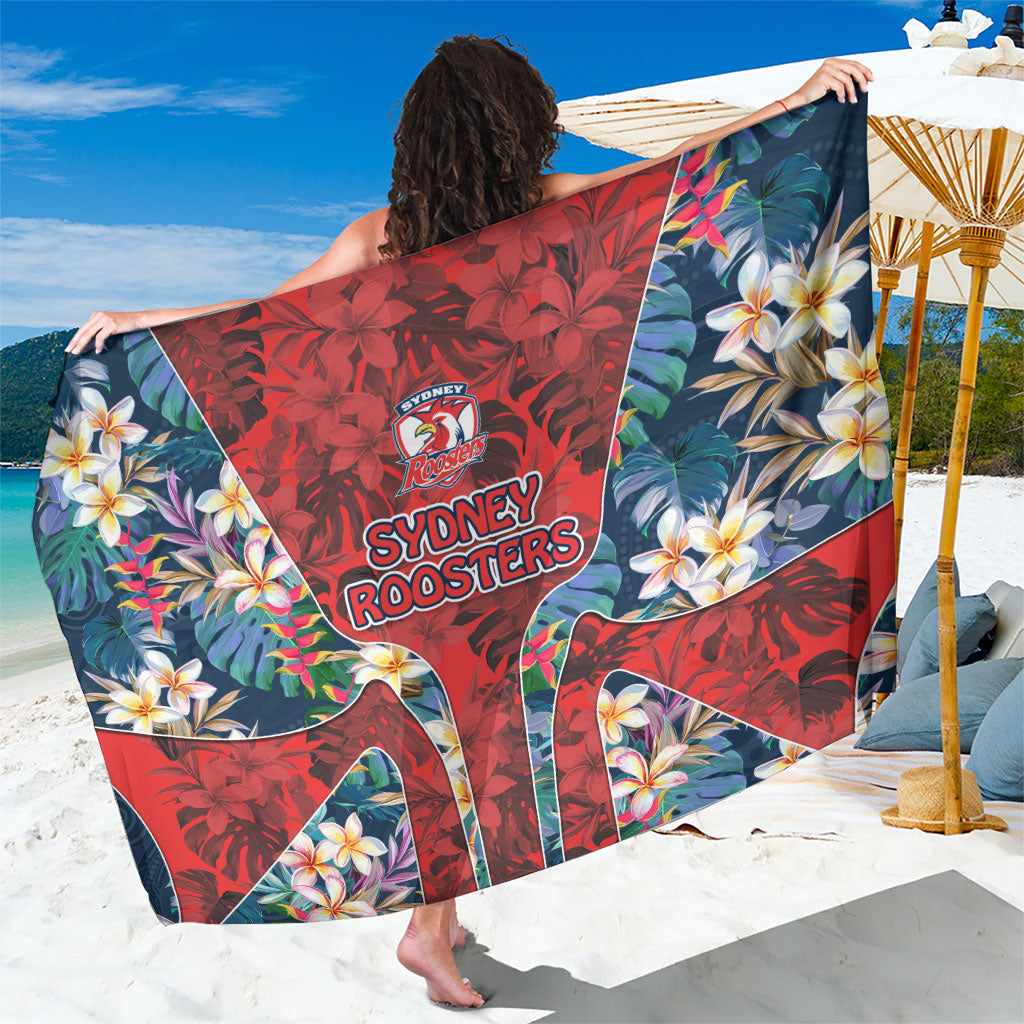 Sydney Roosters Sarong Tropical Hibiscus Floral Pattern With Red And Blue Accents