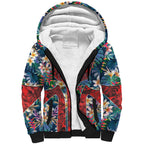 Sydney Roosters Sherpa Hoodie Tropical Hibiscus Floral Pattern With Red And Blue Accents