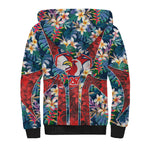 Sydney Roosters Sherpa Hoodie Tropical Hibiscus Floral Pattern With Red And Blue Accents
