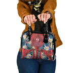 Sydney Roosters Shoulder Handbag Tropical Hibiscus Floral Pattern With Red And Blue Accents