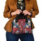 Sydney Roosters Shoulder Handbag Tropical Hibiscus Floral Pattern With Red And Blue Accents