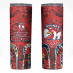 Sydney Roosters Skinny Tumbler Tropical Hibiscus Floral Pattern With Red And Blue Accents