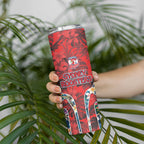 Sydney Roosters Skinny Tumbler Tropical Hibiscus Floral Pattern With Red And Blue Accents