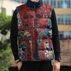 Sydney Roosters Sleeveless Puffer Jacket Tropical Hibiscus Floral Pattern With Red And Blue Accents