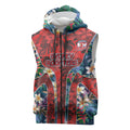 Sydney Roosters Sleeveless Zip Hoodie Tropical Hibiscus Floral Pattern With Red And Blue Accents