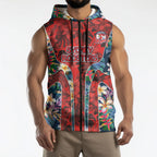Sydney Roosters Sleeveless Zip Hoodie Tropical Hibiscus Floral Pattern With Red And Blue Accents