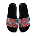 Sydney Roosters Slide Sandals Tropical Hibiscus Floral Pattern With Red And Blue Accents