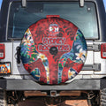 Sydney Roosters Spare Tire Cover Tropical Hibiscus Floral Pattern With Red And Blue Accents