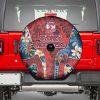 Sydney Roosters Spare Tire Cover Tropical Hibiscus Floral Pattern With Red And Blue Accents