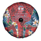Sydney Roosters Spare Tire Cover Tropical Hibiscus Floral Pattern With Red And Blue Accents