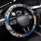 Sydney Roosters Steering Wheel Cover Tropical Hibiscus Floral Pattern With Red And Blue Accents