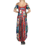 Sydney Roosters Summer Maxi Dress Tropical Hibiscus Floral Pattern With Red And Blue Accents