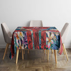 Sydney Roosters Tablecloth Tropical Hibiscus Floral Pattern With Red And Blue Accents
