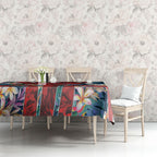 Sydney Roosters Tablecloth Tropical Hibiscus Floral Pattern With Red And Blue Accents