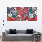 Sydney Roosters Tapestry Tropical Hibiscus Floral Pattern With Red And Blue Accents