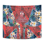 Sydney Roosters Tapestry Tropical Hibiscus Floral Pattern With Red And Blue Accents