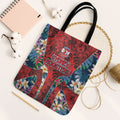 Sydney Roosters Tote Bag Tropical Hibiscus Floral Pattern With Red And Blue Accents