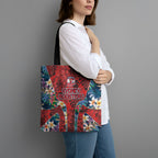 Sydney Roosters Tote Bag Tropical Hibiscus Floral Pattern With Red And Blue Accents