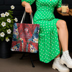 Sydney Roosters Tote Bag Tropical Hibiscus Floral Pattern With Red And Blue Accents
