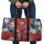 Sydney Roosters Travel Bag Tropical Hibiscus Floral Pattern With Red And Blue Accents