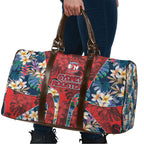 Sydney Roosters Travel Bag Tropical Hibiscus Floral Pattern With Red And Blue Accents